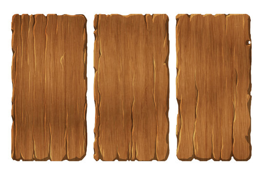 Colorful set of wooden panels or planks that can be used for realistic interface or signs
