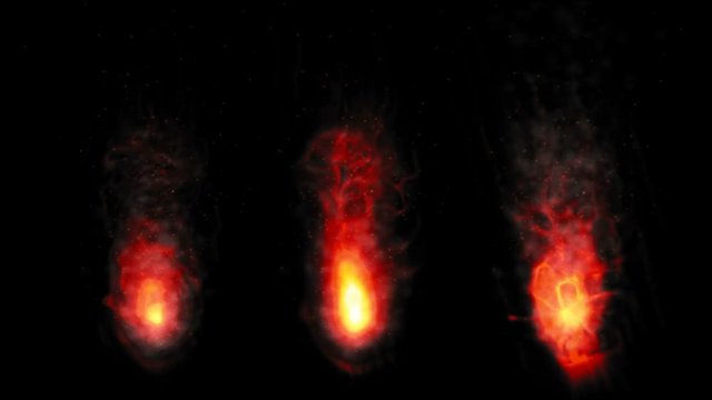 Fire and Flame Effect - Three Torches on Black