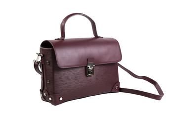 Red ladies handbag, leather