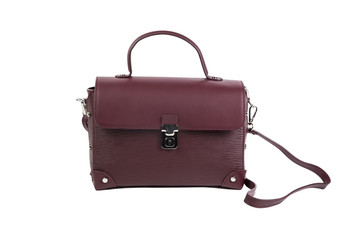 Red ladies handbag, leather