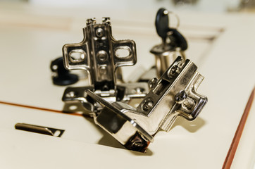 Chromed metal set of hardware for doors