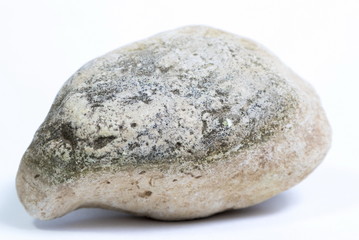 Single natural stone on white background