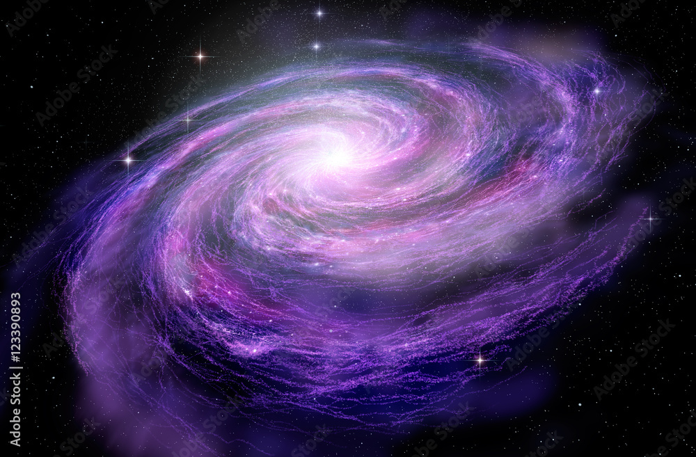 Wall mural spiral galaxy in deep spcae, 3d illustration
