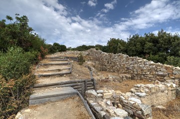 Fototapeta na wymiar Ruins of Stagira, the birthplace of Aristotle