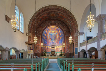 Interior of Vasa Church (Vasakyrkan) in Gothenburg, Sweden