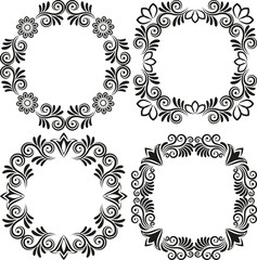 set of isolated floral frames