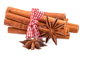 Bundle of cinnamon sticks traditional christmas spices
