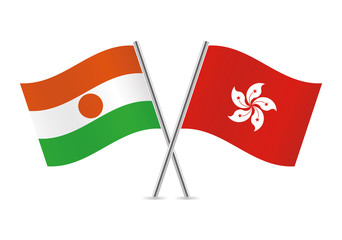 Niger and Hong Kong flags. Vector illustration.