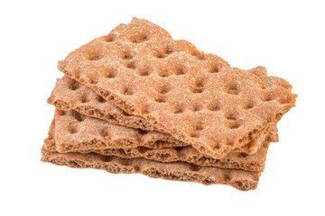 Crispbread stacked pile isolated on white