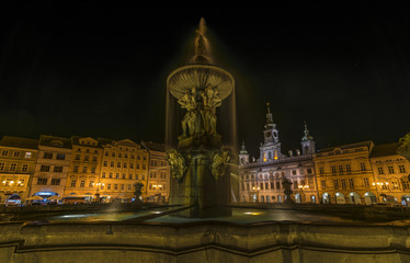 Fototapeta na wymiar Budweis big square in night