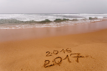 Happy New Year 2017 on the beach