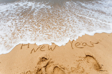 Happy New Year 2017 on the beach