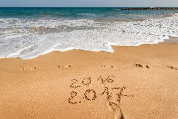Happy New Year 2017 on the beach
