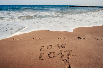 Happy New Year 2017 on the beach