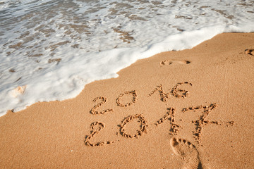 Happy New Year 2017 on the beach
