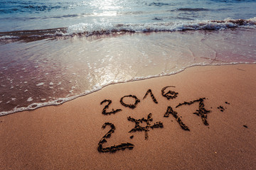 Happy New Year 2017 on the beach