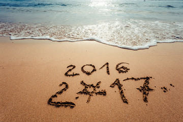 Happy New Year 2017 on the beach