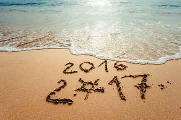Happy New Year 2017 on the beach