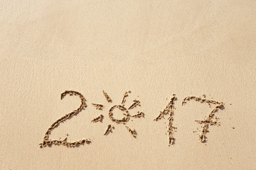Happy New Year 2017 on the beach