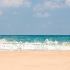 Tropical beach with wave in Sri lanka.