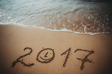 Happy New Year 2017 on the beach