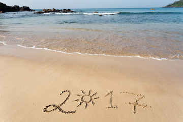 Happy New Year 2017 on the beach