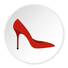 Red woman shoe icon. Flat illustration of shoe vector icon for web design