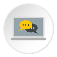 Messages on laptop icon. Flat illustration of messages on laptop vector icon for web