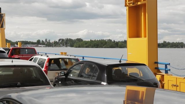 Point of view from inside a ferry in Stockholm, Sweden, during a route between islands.