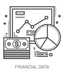 Financial data line icons.