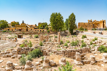 Fototapeta na wymiar Baalbek archaeological site in Lebanon. Baalbek is located about 85 km northeast of Beirut and about 75 km north of Damascus. It has led to its designation as a UNESCO World Heritage Site.