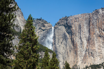 Fototapeta na wymiar Upper Yosemite Falls under a Clear Blue Sky