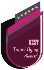 Vector promo label of best travel agent or tour guide service aw