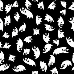 Pattern with white ghosts on a black background