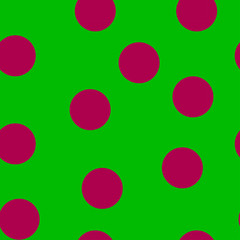 Seamless pattern. An original, merry background is raspberry peas on the green field