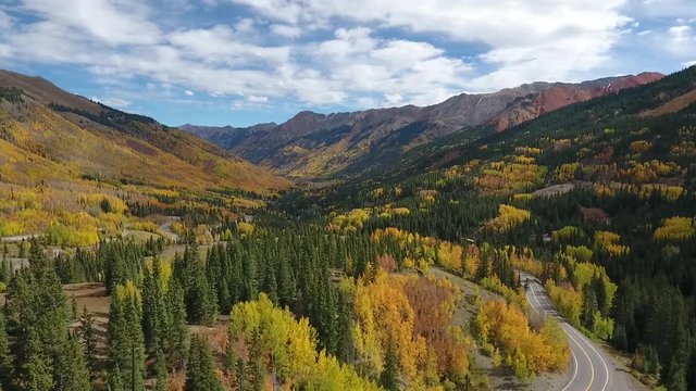 Aerial Drone Video of Fall Colors Aspen Trees in the Rockies of Colorado