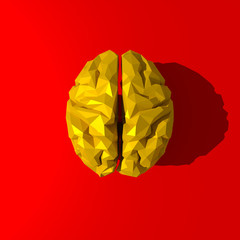 Yellow low poly brain illustration