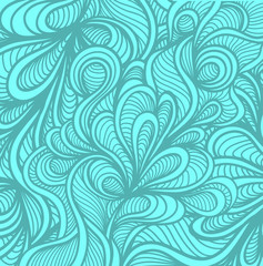 Abstract doodle background  in handmade style cyan blue