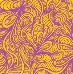 Abstract doodle background  in handmade style orange lilac