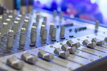 Blurred sound mixer panel soft focus