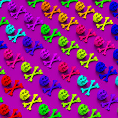 3d lying skulls low poly illustration pattern