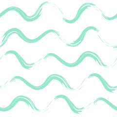 Abstract seamless pattern. White background with blue waves.