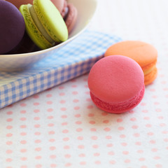 Closeup colorful macarons or macaroons