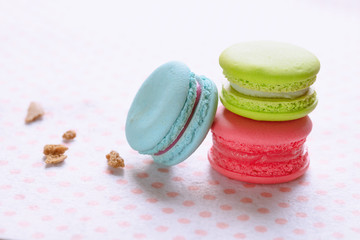 Closeup colorful macarons or macaroons