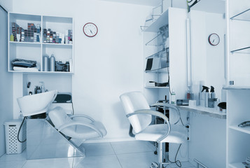 Barber work place in modern beauty salon