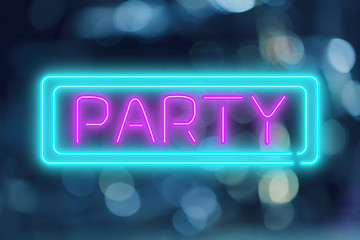 Text PARTY on abstract laser light background