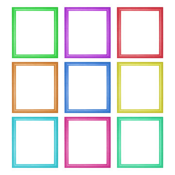 colorful wooden frames isolated on white