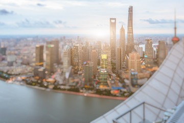 Fototapeta na wymiar Aerial view of Shanghai skyline of China.