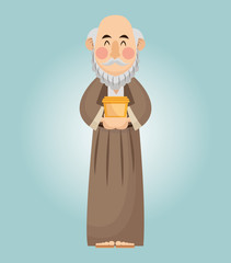 Wise man cartoon with gift icon. Holy family and merry christmas season theme. Colorful design. Vector illustration