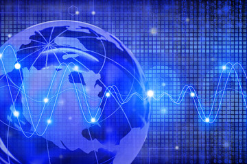 Global internet security concept with globe and padlocks